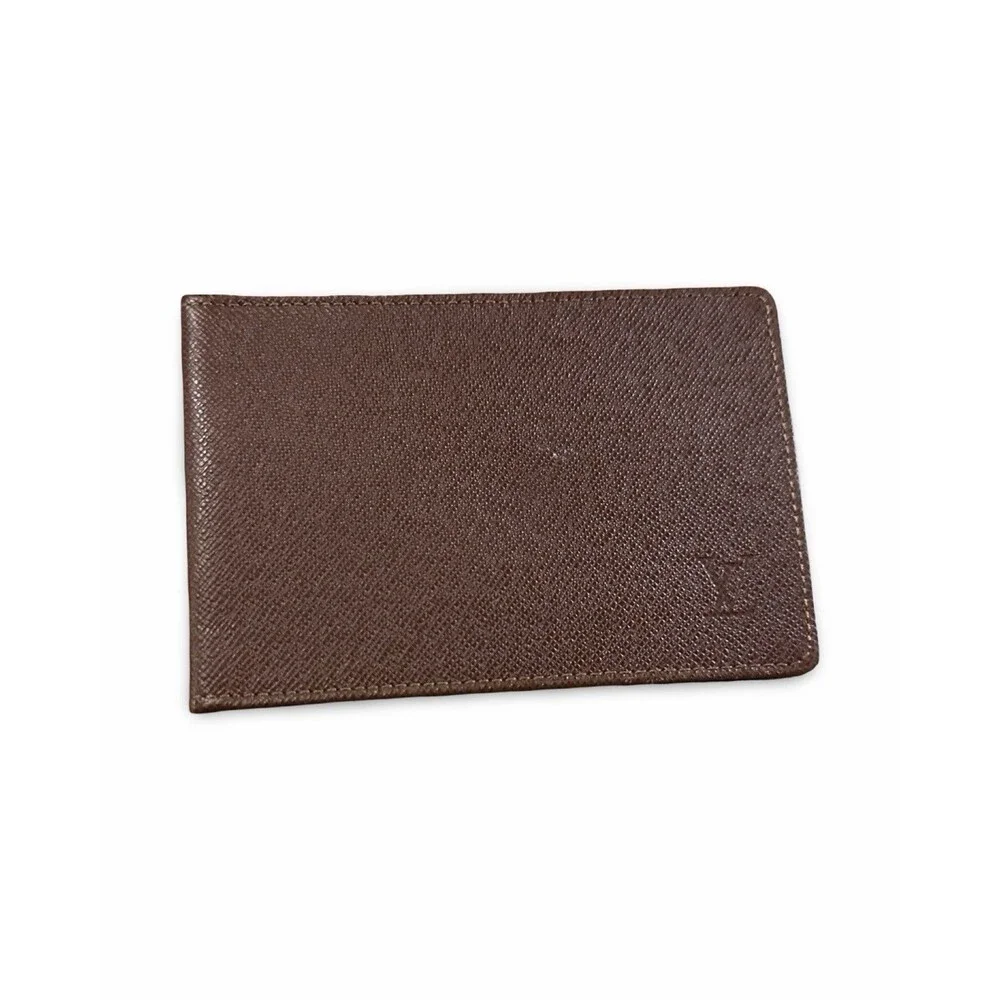 Louis Vuitton Brown Taiga Leather Bifold Pass ID Card Case Holder Brown(5)